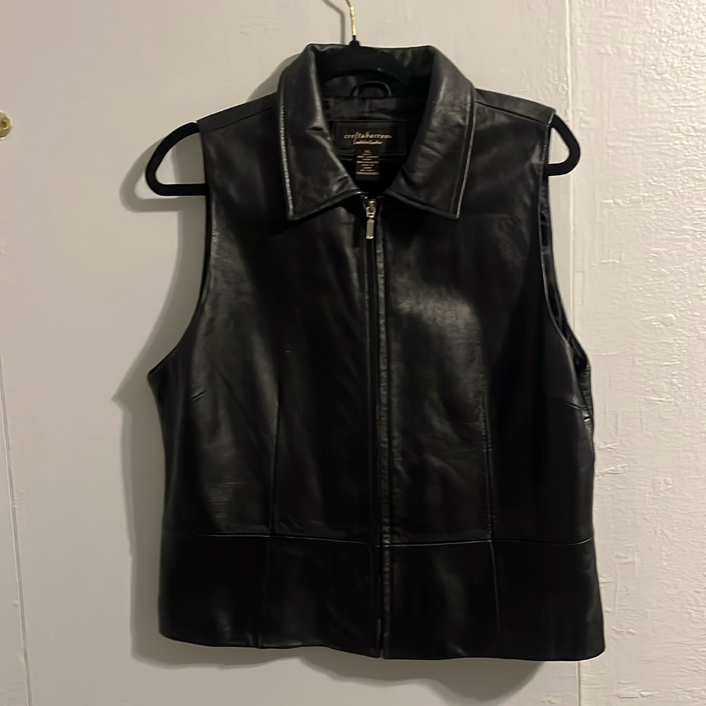 Croft & Barrow lambskin leather black zip up vest